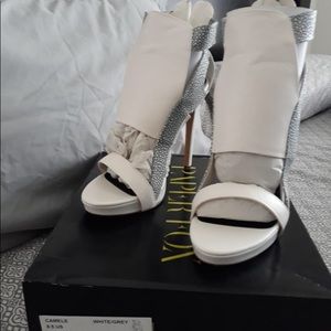 White and Grey Heels size 8.5